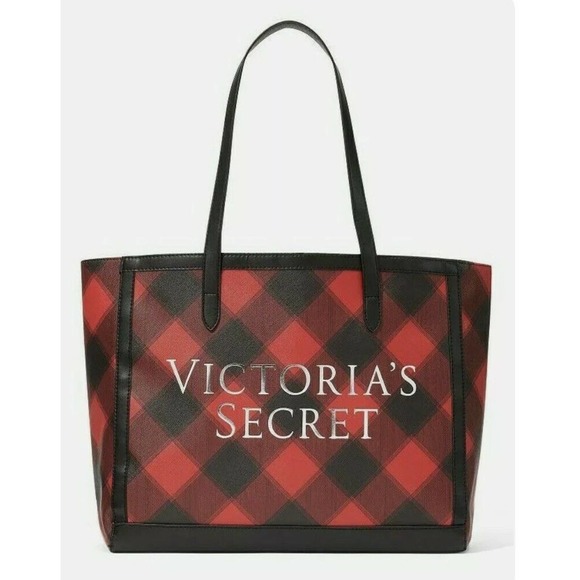 New Victoria’s Secret Black Friday 2021 Weekender Tote Bag in Black & Red Check - Picture 1 of 8